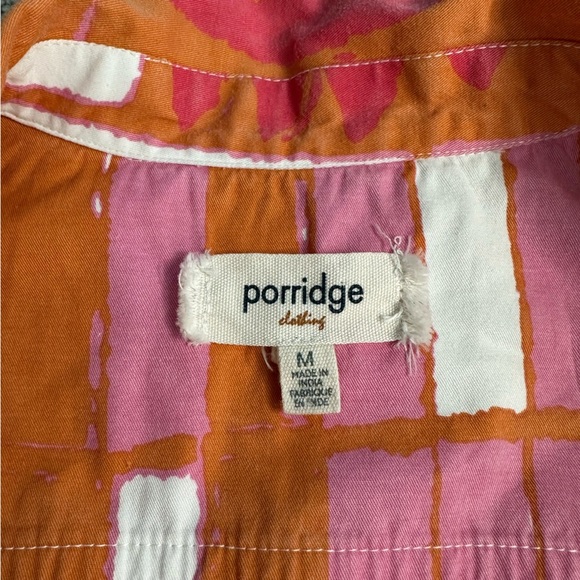 Anthropologie Porridge Ria Printed Shirt Jacket Medium Orange bold colorful pink - Picture 8 of 11